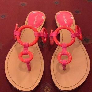 Calvin Klein pink and orange sandals 8
